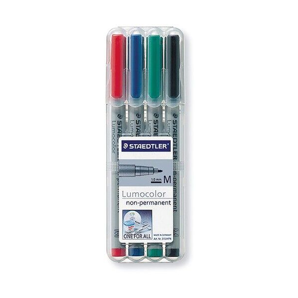 ルモカラーペン 水性 細書き M 4色セット 315 WP4 4本