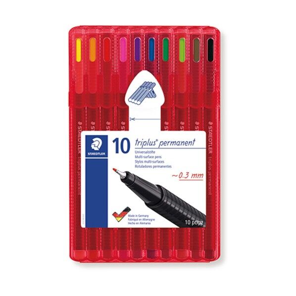 トリプラス パーマネント・油性細書きペン 10色セット