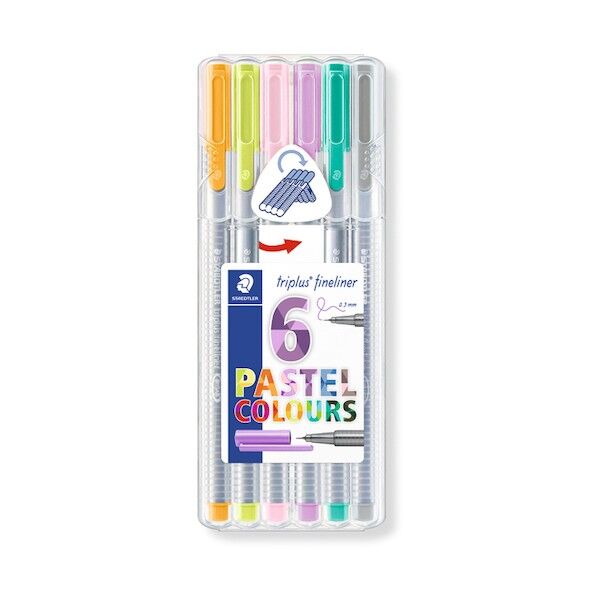 トリプラス ファインライナー・細書きペン パステルカラー6色セット