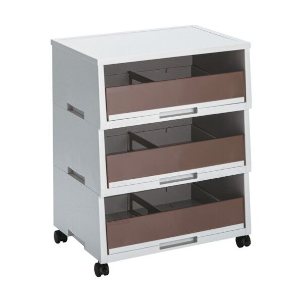 ペーパー分類ボックス 3段・A3深型 ブラウン DS-187-503-4 1個