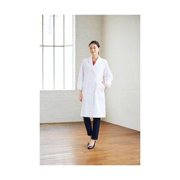 女子医療衣長袖 ホワイト L 2502-1A-L 1点