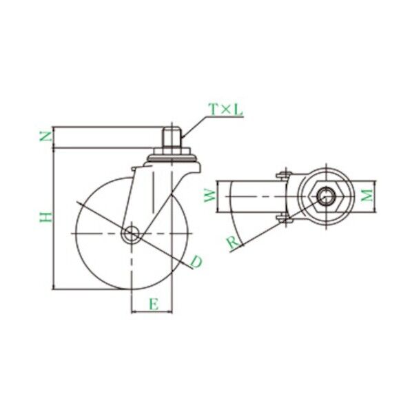 ねじ込みキャスター自在 エラストマー車輪