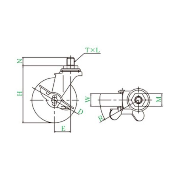 ねじ込みキャスターS付自在車 ウレタン車輪