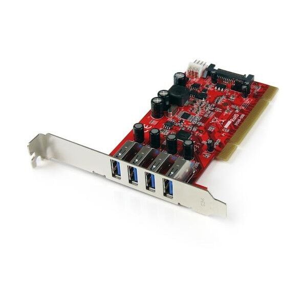 USB増設 PCIカード/ 4x USB-A/5Gbps/SATA電源コネクター/インターフェースボード PCIUSB3S4 1個