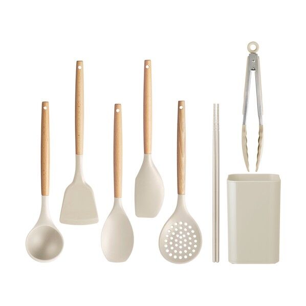 キッチンツール7点+スタンドセット グレージュ KT-7SS 8個