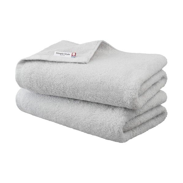 103945 ボリュームタッチバスタオル ライトグレー BT-V2-RH 2枚