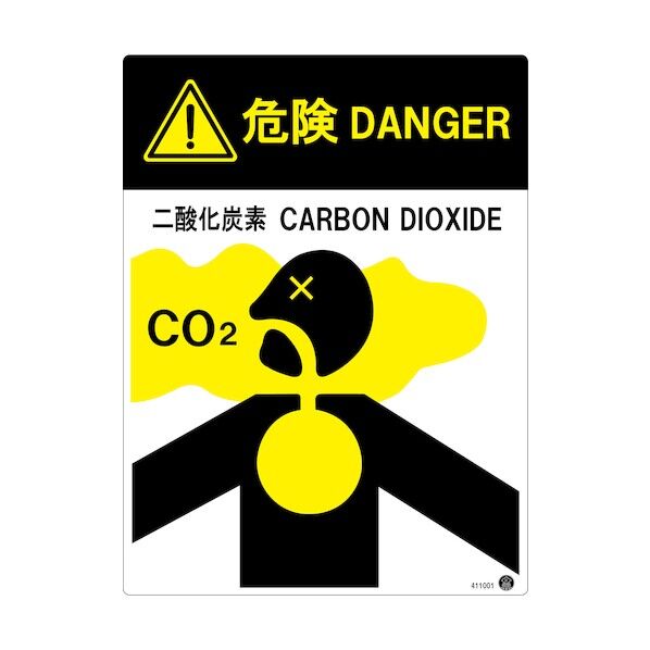 二酸化炭素消火設備標識 危険 DANGER 二酸化炭素 400×300mm 411001 1点