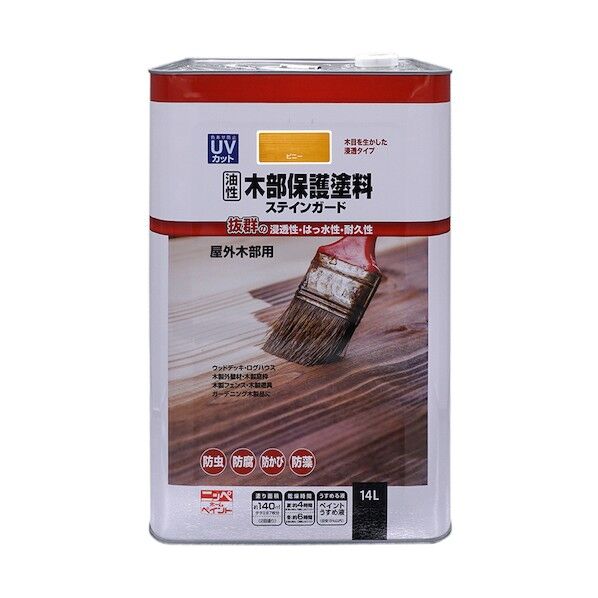 ニッペホーム 油性木部保護塗料ステインガード 14L ピニー 4976124519703 1点