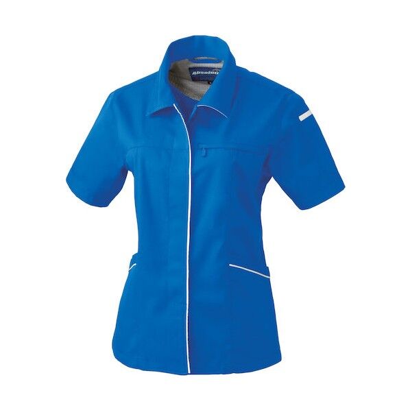 614 レディース半袖スモック ブルー L 614-8-L 1点