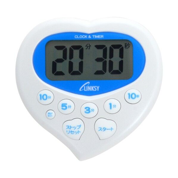 ワイナック 防滴キッチンタイマー ハート型ジョイフルタイマー ホワイトブルー LT801WM 1点...