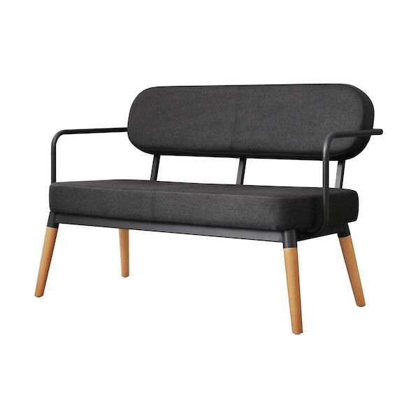 104249 2人掛けスチールフレームソファ ダークグレー MSS-2S-DH 1点