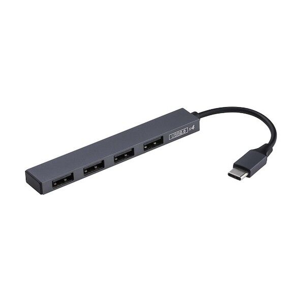 USB2.0Type-C4ポート変換ハブ/グレー