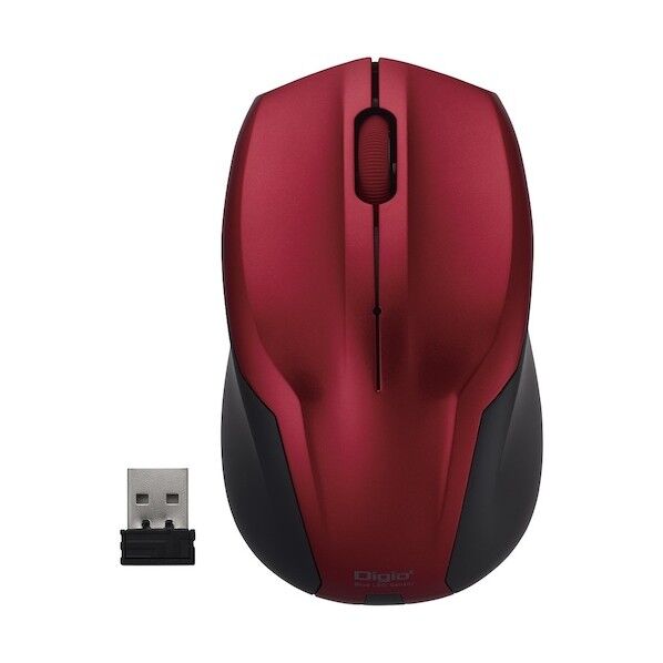 無線静音3ボタンBlueLEDマウス レッド MUS-RKT125R 1点