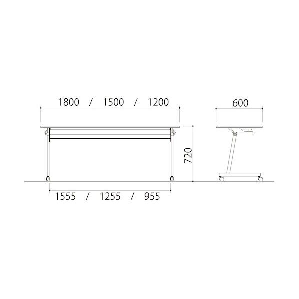 スタンダードスタックタイプ Z脚 1800×600 天板カラー:ナチュラル CFT89Z-1860-NA 1点