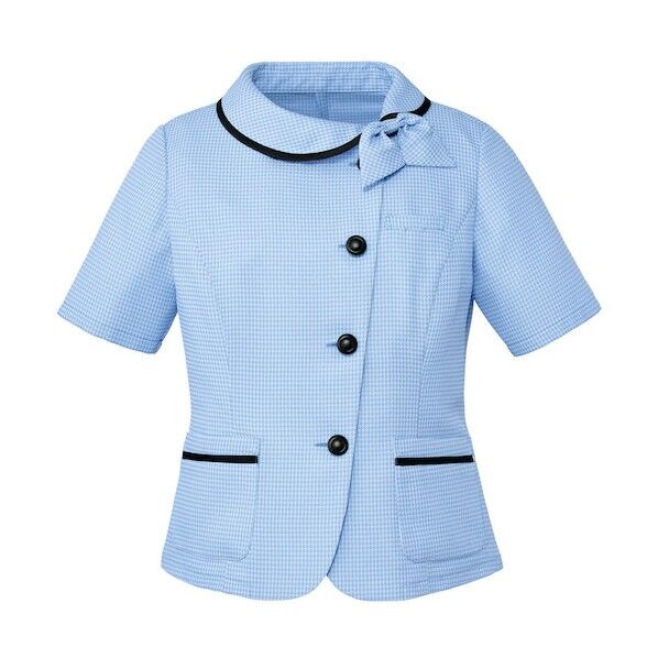 ミニスターチェック/ブリリアントサテンオーバーブラウスブルー系05 GOBL-1903-K1-05 1着