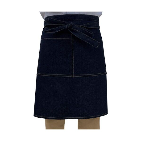 デニムエプロン 前掛けタイプ 男女兼用 フリーサイズ F インディゴブルー 490-F 1枚