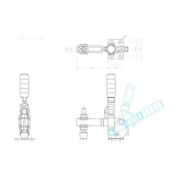 下方押え型トグルクランプ 垂直ハンドル(31335) ISK-HV4500-M 1個