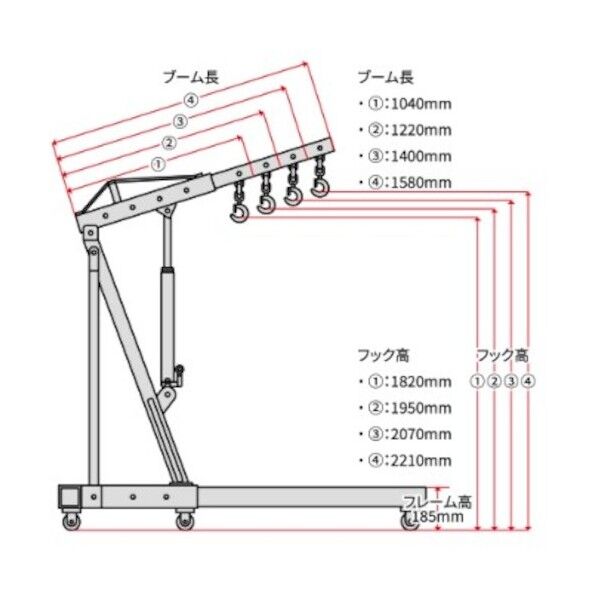 ワールドツール 2.0TONエンジンクレーンEC161 2006000001618 1セット