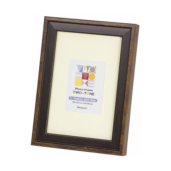 ナカバヤシ ツートン フォトフレーム L・チェキ ダークブラウン F-TMS-111-DBR 1点...