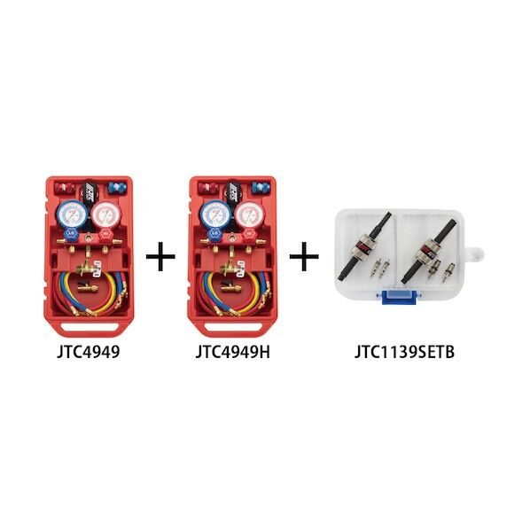 JTC Auto Tools R1234yf用マニホールドゲージ&バルブコアリムーバーセット JTC4949SETB 1点...