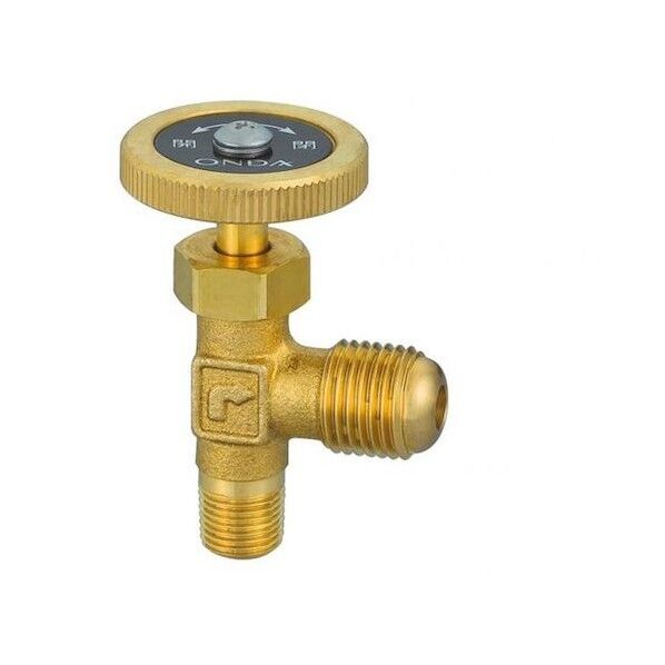 製作所 アングルミニチュアバルブ R1/8×RフレアーG1/4 黄銅ハンドル OMV-680-3 1点