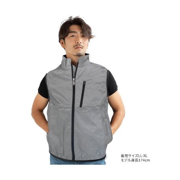 BRー1203ー1ハーネス対応シルバーチタン加工空調ベスト杢グレーLL-XL服のみ 6300028689 1着