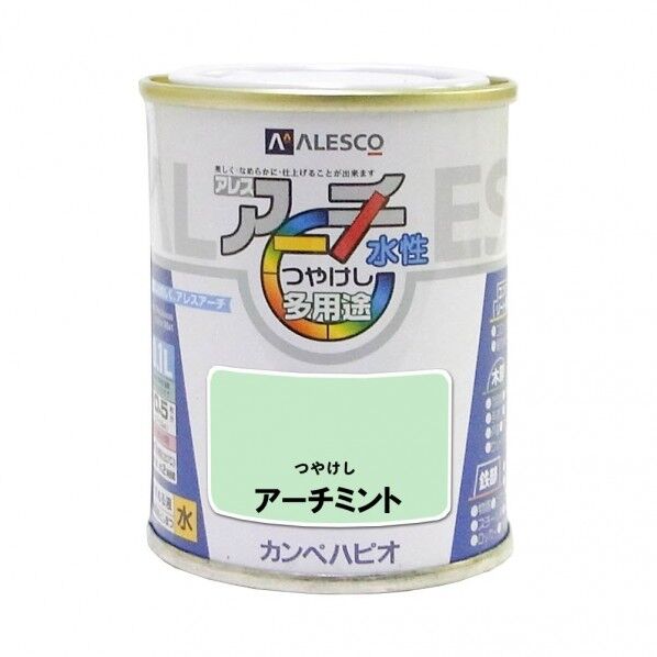 カンペハピオ アレスアーチ（つや消し） 屋内外用水性塗料 多用途 54mm×54mm×70mm アーチミント 00227652621001 1缶
