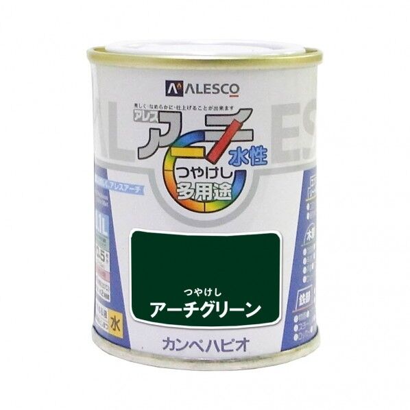 カンペハピオ アレスアーチ（つや消し） 屋内外用水性塗料 多用途 54mm×54mm×70mm アーチグリーン 00227652651001 1缶