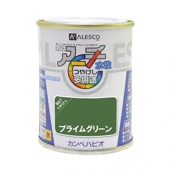 カンペハピオ アレスアーチ（つや消し） 屋内外用水性塗料 多用途 54mm×54mm×70mm プライムグリーン 00227652301001 1缶