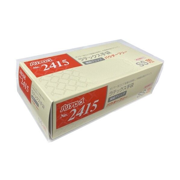 ラテックス手袋繊細グリップパウダーフリーSS NO.2415SS 100枚