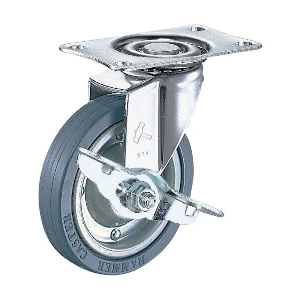 Eシリーズ自在ブレーキ付プレスタイヤ車100mm 平戸車 415EPR100 1個