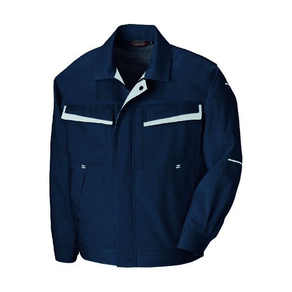 長袖サマーブルゾン(配色)(男女兼用) 008ディープネイビー×シルバーグレー SS 5570 1