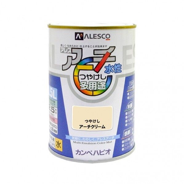 カンペハピオ アレスアーチ（つや消し） 屋内外用水性塗料 多用途 84mm×84mm×122mm アーチクリーム 00227652571005 1缶