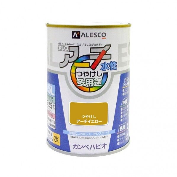 カンペハピオ アレスアーチ（つや消し） 屋内外用水性塗料 多用途 84mm×84mm×122mm アーチイエロー 00227652581005 1缶