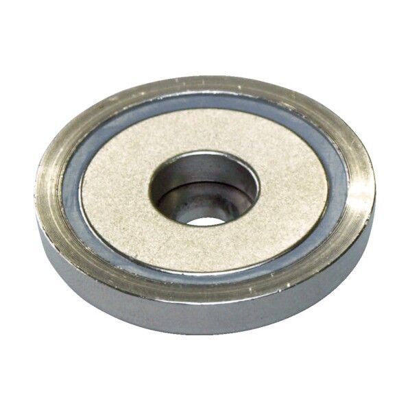 ネオジム磁石プレートキャッチ 丸形・キャップ付・段穴タイプ