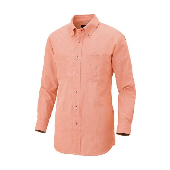 長袖ボタンダウンシャツ(コードレーン)(男女兼用) 163オレンジ 3L 50401 1