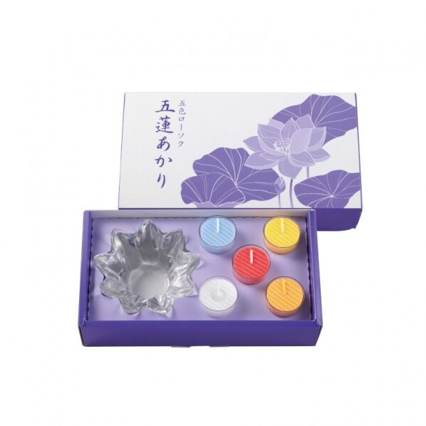 キャンドル ローソク ろうそく キャンドルグラス 五色ローソク 五蓮あかり