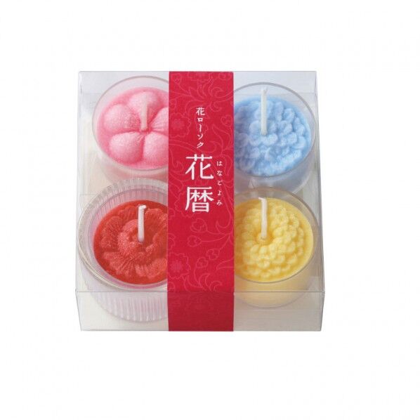 キャンドル ローソク ろうそく キャンドルグラス 花暦 4個セット 四季