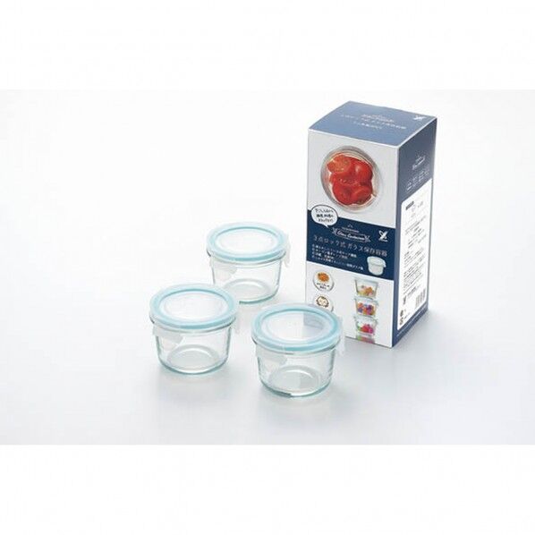 SJ2719 クﾞラスコンテナ3点ロック式ミニ丸型3P