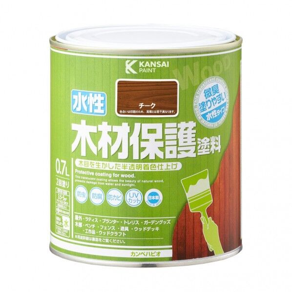 カンペハピオ 水性木材保護塗料(木目を活かした半透明着色仕上)屋外木部専用塗料 防虫、防腐、防カビ 119×121 チーク 00647653511007 1缶...