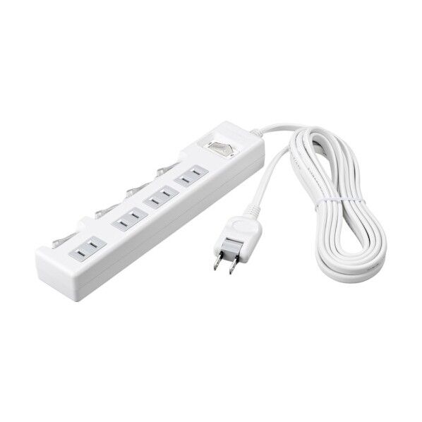 2ピン式電源タップ 集中&個別スイッチ/4個口/3.0m ホワイト