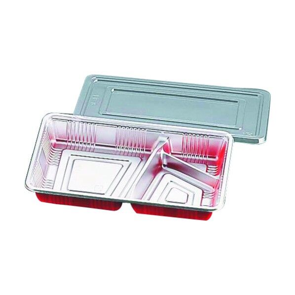 仕切付弁当容器 透明蓋付 GBV1901 1個