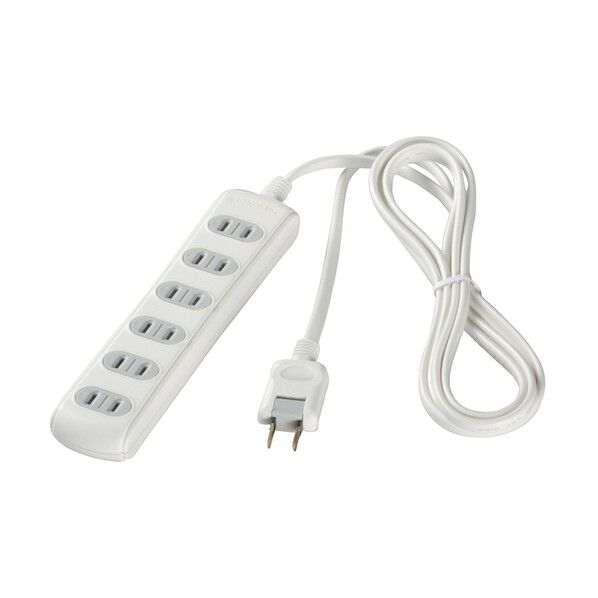 バッファロー 2ピン式電源タップ 6個口タイプ シャッター付 1m ホワイト BSTAPSH2610WH 1点