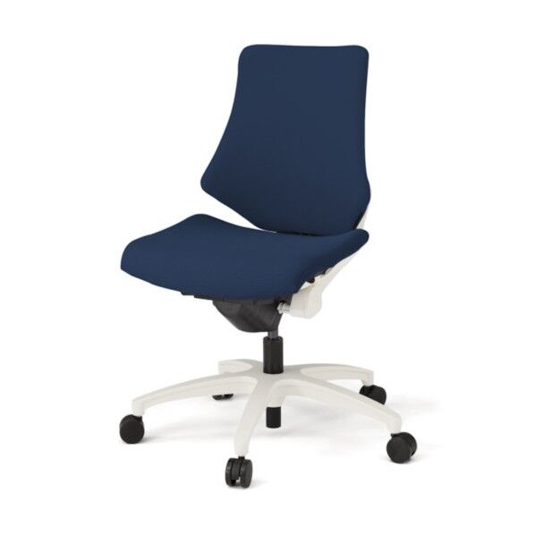 イトーキ エフチェア クロスバック ローバック 脚ホワイト.布地ネイビーブルー KG-140PS-W9B2 1点...