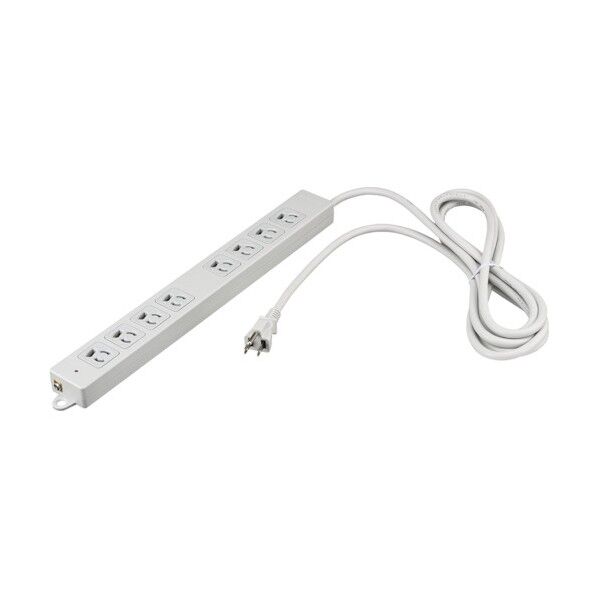 3ピン式電源タップ 2重構造 雷サージ&ランプ付 8個口/5m ライトグレー BTKPLMJT3850LG 1点