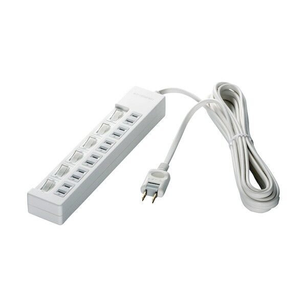 2ピン式電源タップ 6個口タイプ 雷サージ防止/個別スイッチ付 3m ホワイト BSTAPSW2630WH 1点