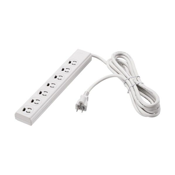 3ピン式電源タップ 7個口 5m ホワイト 変換アダプター付 BTMKL3750WH 1点