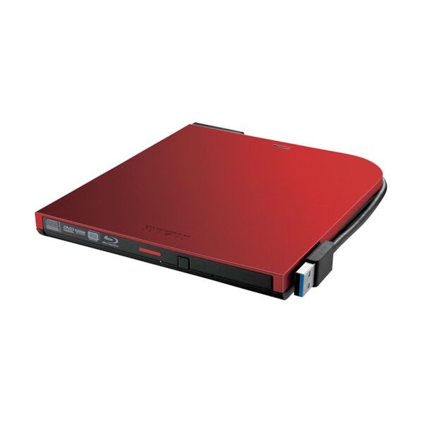 USB3.2(Gen1)対応 ポータブルBDドライブ 書込ソフト添付 レッド
