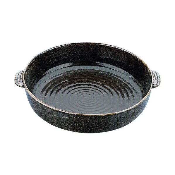 アルミ電磁用手付ドラ鉢 黒アメ釉 尺2 NDL0501 1個