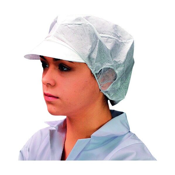 帯電帽 ツバ付 ホワイト M STI0401 20枚